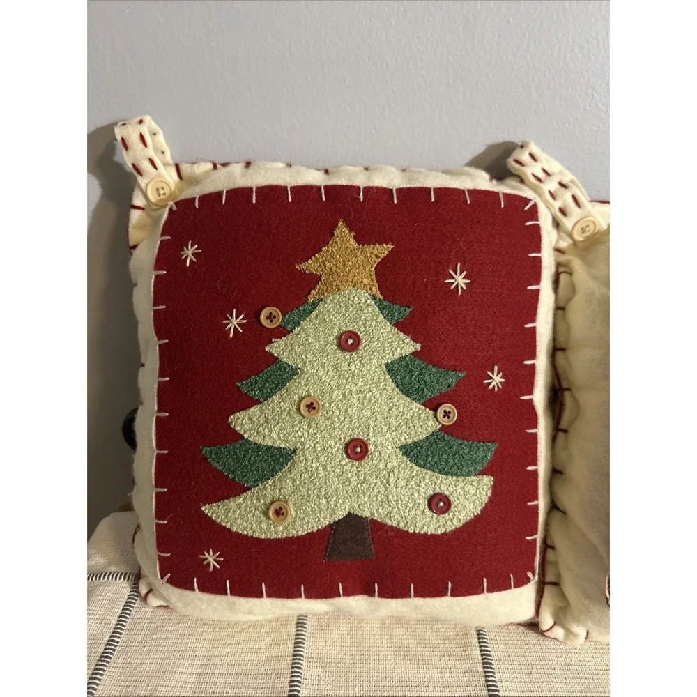 Christmas Tree Holiday Throw Pillows Target Square 11x11 White Red Set 2